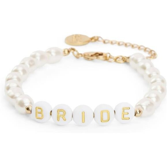 Bride Pearl Beaded Bracelet Wedding Jewelry Bachelorette Party Bridal Shower Gif - Picture 1 of 6